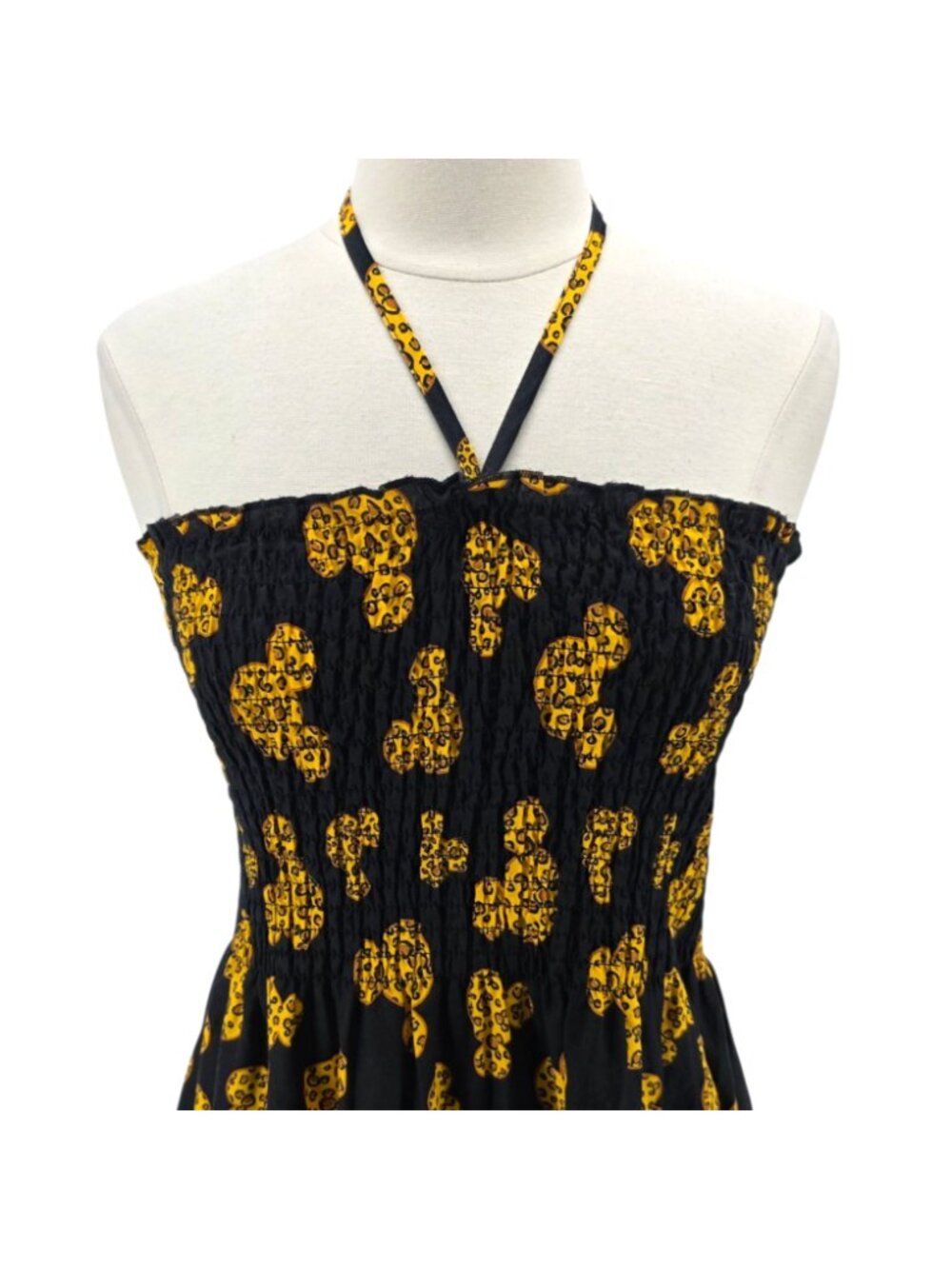 Disney Parks Womens S/M Dress Mickey Mouse Animal Print Halter Smock Sundress - Picture 2 of 8